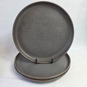 THREE Project 62 Tilley Black Dinner Plates Black Speckled 10 5/8 Inch